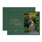 "Joyeux Noele" Green with Gold Foil Printed Photo Attached Holiday