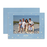 "Joy" Star Landscape Ivory Foil Printed Photo Attached Holiday Card