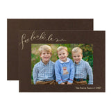 "Fa, La, La, La " Chocolate with Ivory Foil Printed Photo Attached Holiday Card