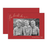 "Fa La La La " Cherry with Ivory Foil Printed Photo Attached Holiday Card