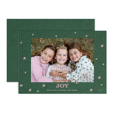 "Joy" Green with Pink Foil Printed Photo Attached Holiday