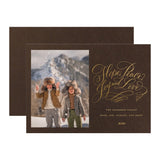 "Hope, Peace, Joy & Love" Chocolate with Gold Foil Printed Photo Attached Holiday Card