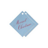 "Merry Christmas" French Blue and Cherry Foil Holiday Gift Tags, Set of 15