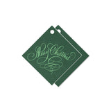 "Merry Christmas" Green and Lime Foil Holiday Gift Tags, Set of 15