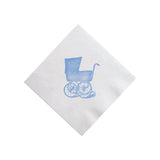 Blue Vintage Carriage / Pram Flat Printed Cocktail Napkins, Set of 20