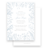 Blue Wildflower Botanical Border Baby Shower Invitation