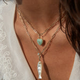 Thatch Jewelry Isabel Heart Amazonite Gold Paperclip Necklace