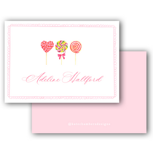 Watercolor Lollipop with Bow Enclosure Card
