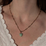 Thatch Jewelry Isabel Heart Amazonite Gold Paperclip Necklace