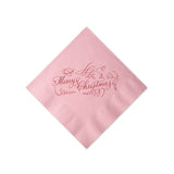 Cherry on Pink Christmas Cocktail Napkins, set of 20