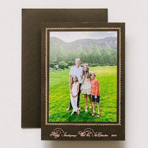 Chocolate Engraved Photo Attached Holiday Card
