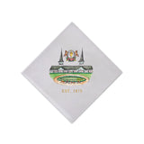 Full Color watercolor Kentucky Derby + gold foil est. 1875 Cocktail Napkin on white linen