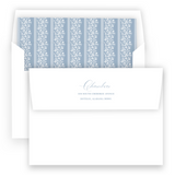 Blue Botanical Floral with Green Border "Peace on Earth" Portrait Holiday Card