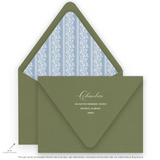 Blue Botanical Floral with Green Border "Peace on Earth" Portrait Holiday Card