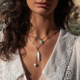 Thatch Jewelry Isabel Heart Amazonite Gold Paperclip Necklace