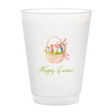 Watercolor "Happy Easter" Basket  Full Color Frosted Cup, Set of 12