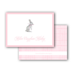 Gingham Pink Bunny Baby Enclosure Card