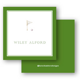 Watercolor Golf Flag & Ball Green Border Enclosure Card