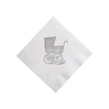 Grey Vintage Carriage / Pram Flat Printed Cocktail Napkins, Set of 20