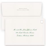 Green Border Monogram with Floral Watercolor Trellis Empire Script Wedding Invitation