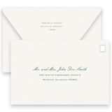 Green Border Monogram with Floral Watercolor Trellis Empire Script Wedding Invitation
