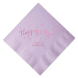 Pink on Light Purple New Year Cocktail Napkins, set of 20
