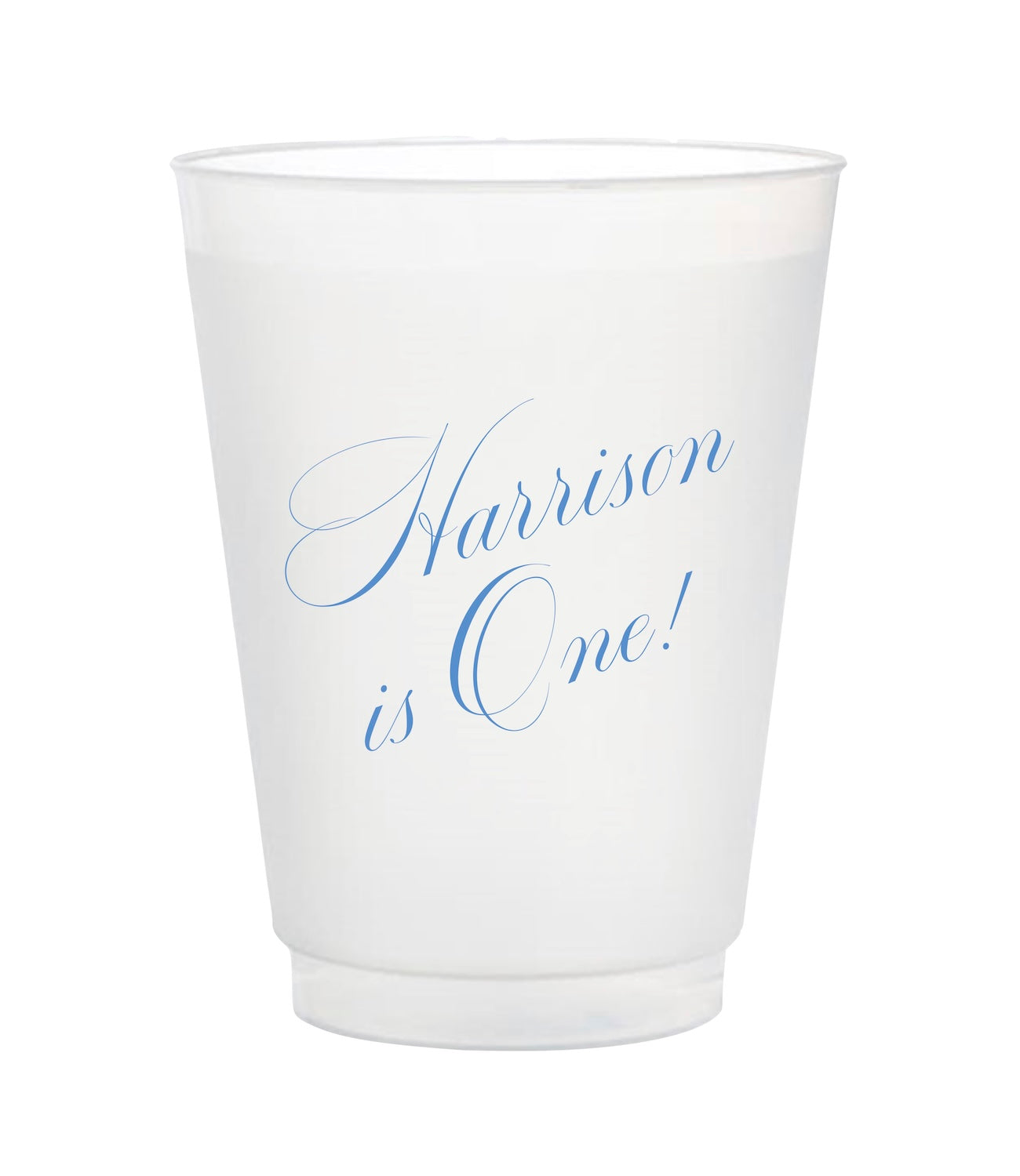 Scripted Cups Custom printed blue slanted script birthday frosted party cup ...