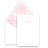 Pink Wildflower Botanical Crest with Monogram Lined Stationery