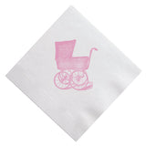 Pink Vintage Carriage / Pram Flat Printed Cocktail Napkins, Set of 20