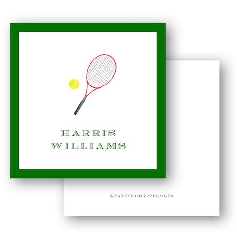 Watercolor Boy's Tennis Racket Enclosure Card