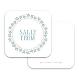 Teal Floral Square Enclosure Card