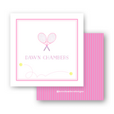 Watercolor Girl's Pink Tennis Racket Enclosure Card