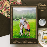 Engraved Custom Holiday Christmas Card (Bitter Chocolate & Apricot Ink)