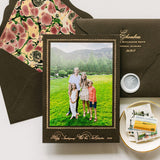 Engraved Custom Holiday Christmas Card (Bitter Chocolate & Apricot Ink)