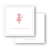 Vintage Silhouette Girl's Pink Square Enclosure Card
