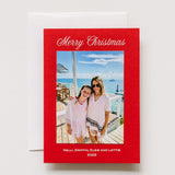 Red "Merry Christmas" Foil Printed Photo Attached Holiday Card