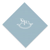 White Rocking Horse Foil Printed Blue Cocktail Napkins, set of 20