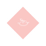 White Foil Printed Rocking Horse on Light Pink Cocktail Napkins, set of 20