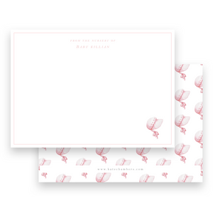 Girl's Watercolor Pink Bonnet Lined Stationery