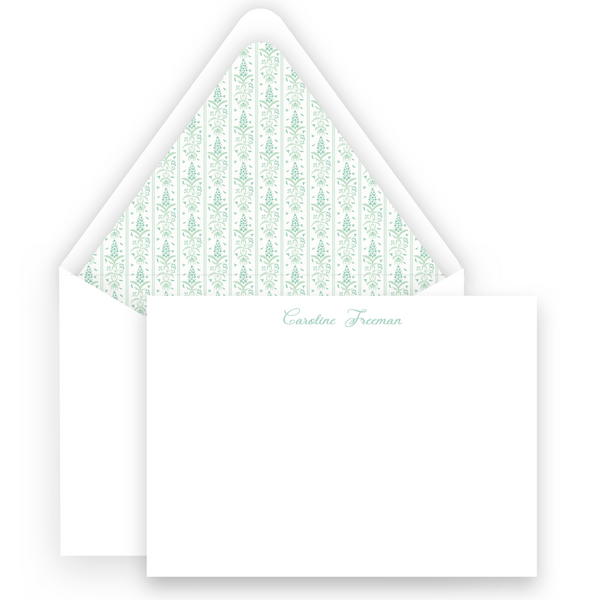 Mint Floral Lined Women's Stationery