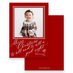Red "Merry Christmas to All and to All a Good Night" Portrait Holiday Card