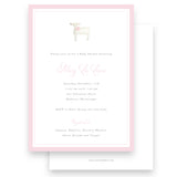 Watercolor Lamb with Pink Bow Baby Shower Invitation