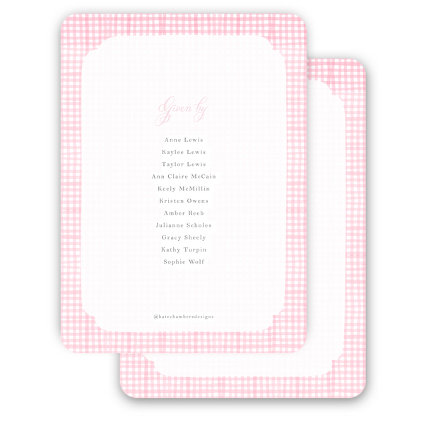 Watercolor Lamb with Pink Bow Pink Gingham Baby Shower Invitation