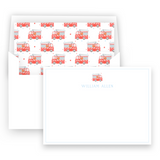 Boy's Watercolor Firetruck Lined Stationery