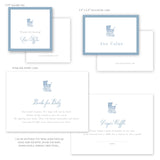 Vintage Blue Carriage Baby Shower Invitation