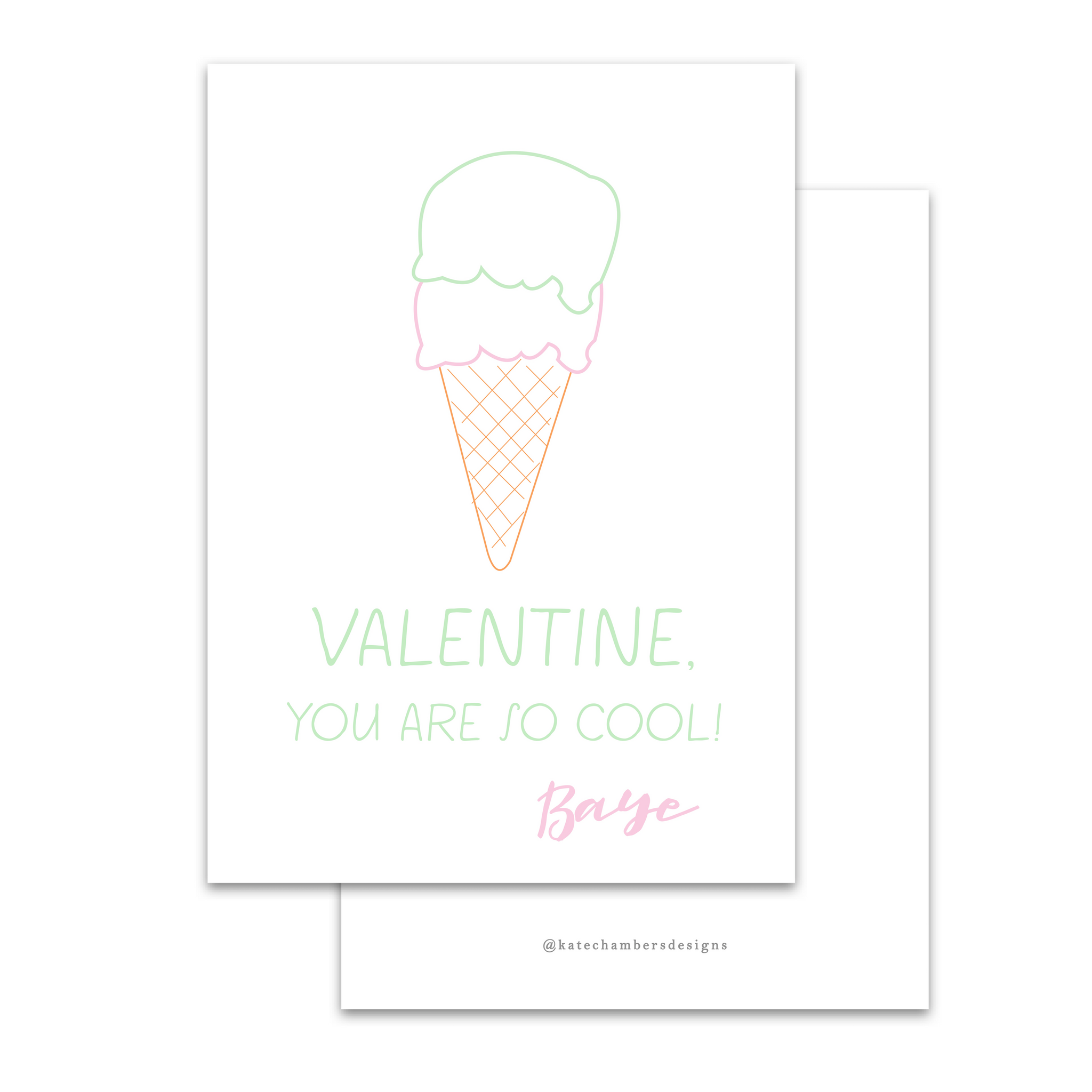 2 Scoop Ice Cream Cone Valentine's Day Card