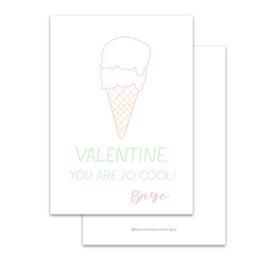 2 Scoop Ice Cream Cone Valentine's Day Card