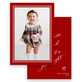 Red "Merry Christmas to All and to All a Good Night" Portrait Full Picture Holiday Card