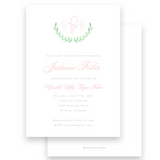 Green Watercolor Half Laurel Wreath Girls Baby Shower Invitation