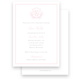 Pink Floral Monogram Girls Baby Shower Invitation